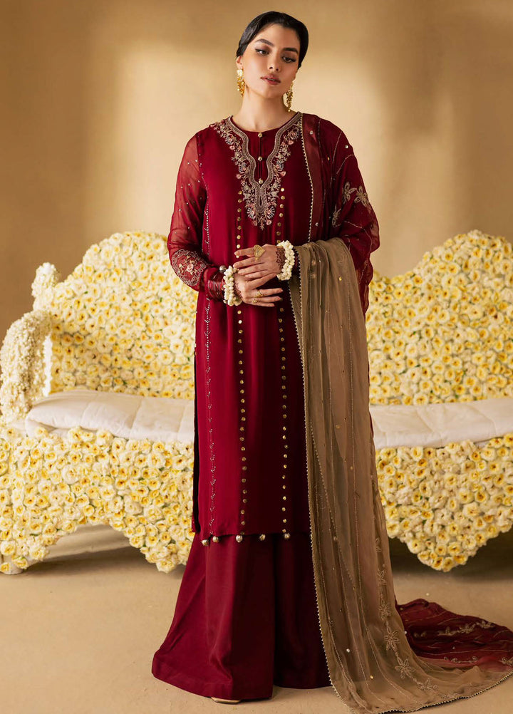 Nureh Embroidered Chiffon Suits Unstitched 3 Piece NU25MEU MK - 16 - Formals Collection