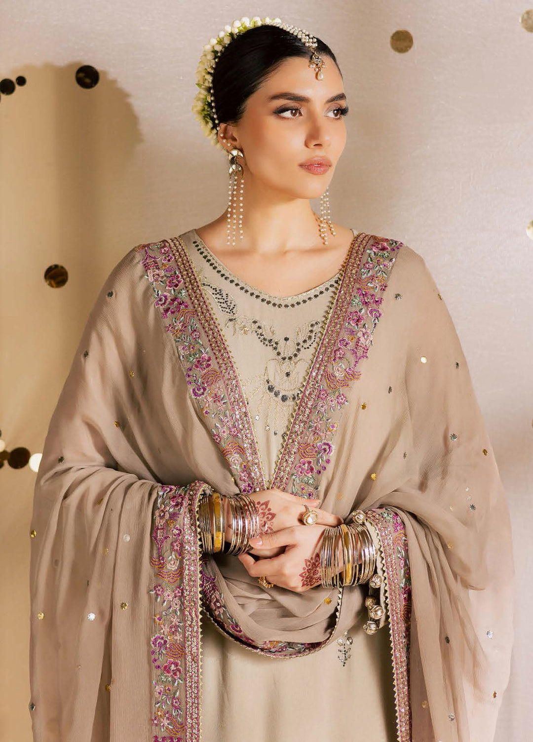 Nureh Embroidered Chiffon Suits Unstitched 3 Piece NU25MEU MK - 17 - Formals Collection