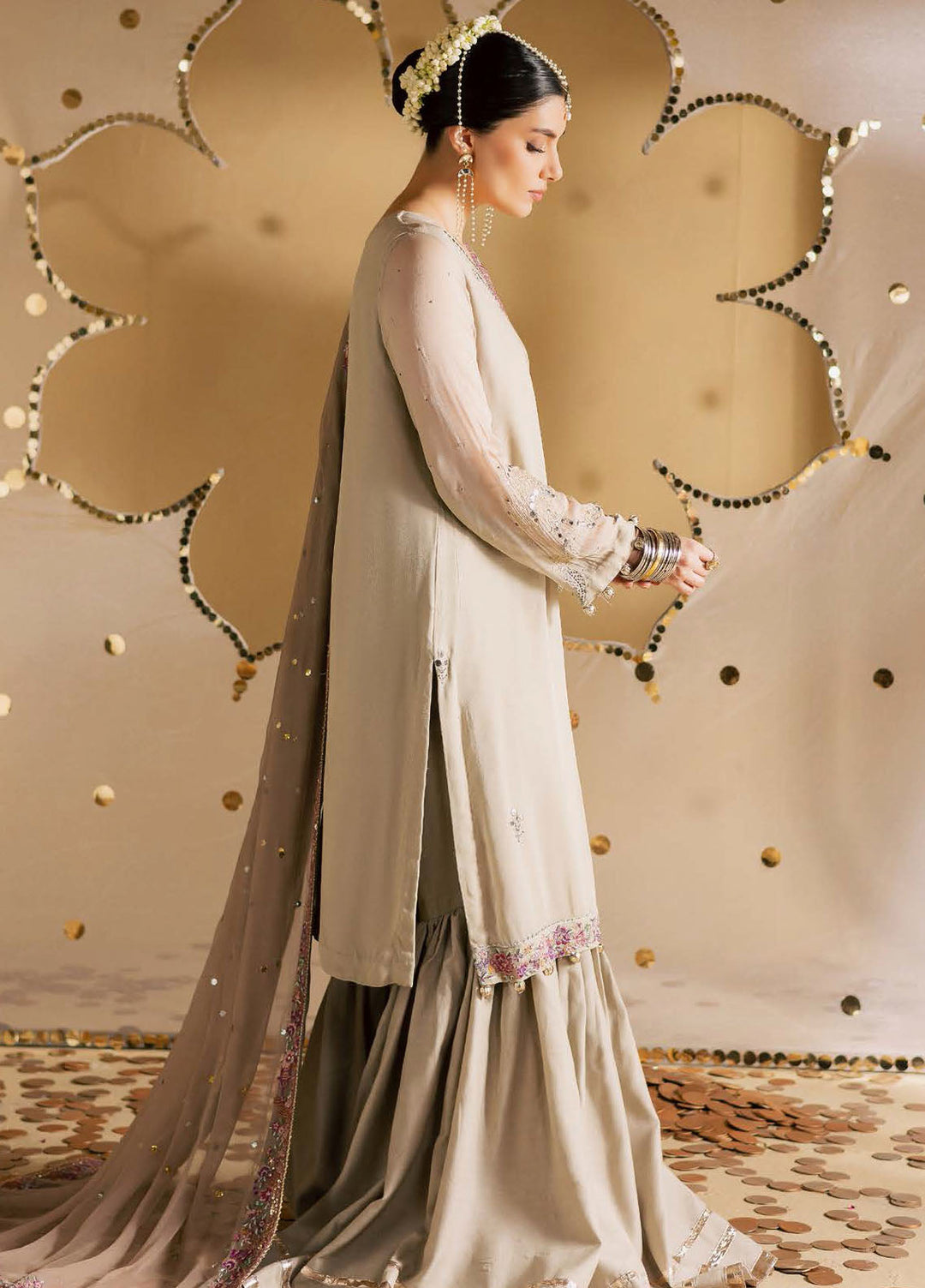 Nureh Embroidered Chiffon Suits Unstitched 3 Piece NU25MEU MK - 17 - Formals Collection