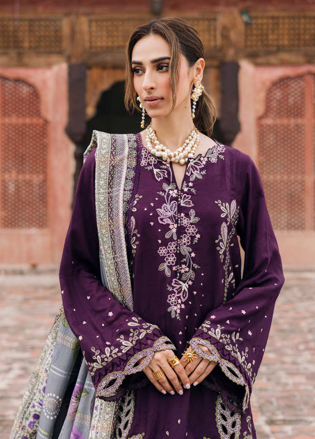 Maya by Nureh Embroidered Linen Suits Unstitched 3 Piece NU25ML NW-104 - Winter Collection