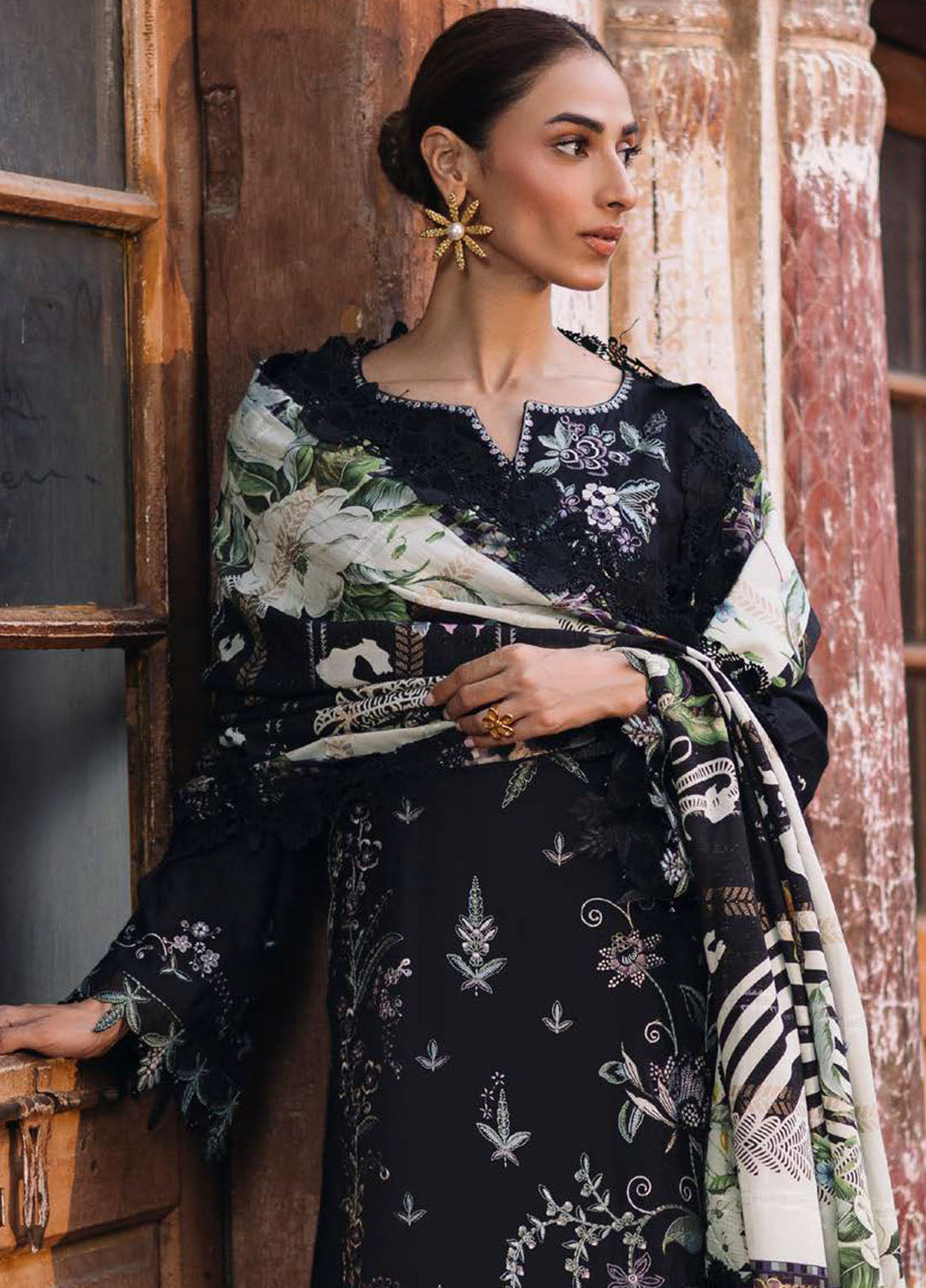 Maya by Nureh Embroidered Linen Suits Unstitched 3 Piece NU25ML NW-107 - Winter Collection