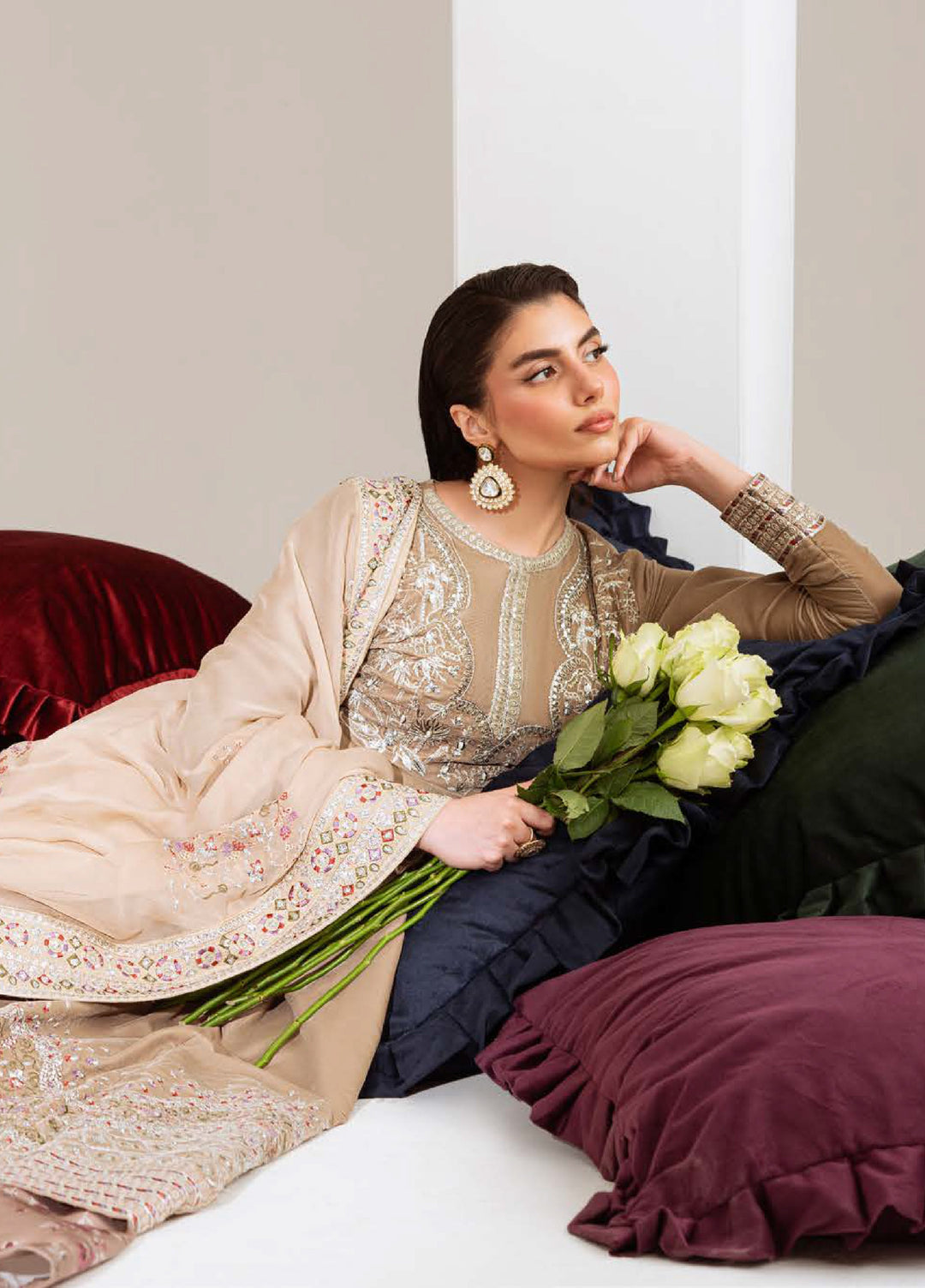 Maya by Nureh Unstitched Velvet Embroidered 3 Piece Suits NU25MV NW-108 - Festive Collection