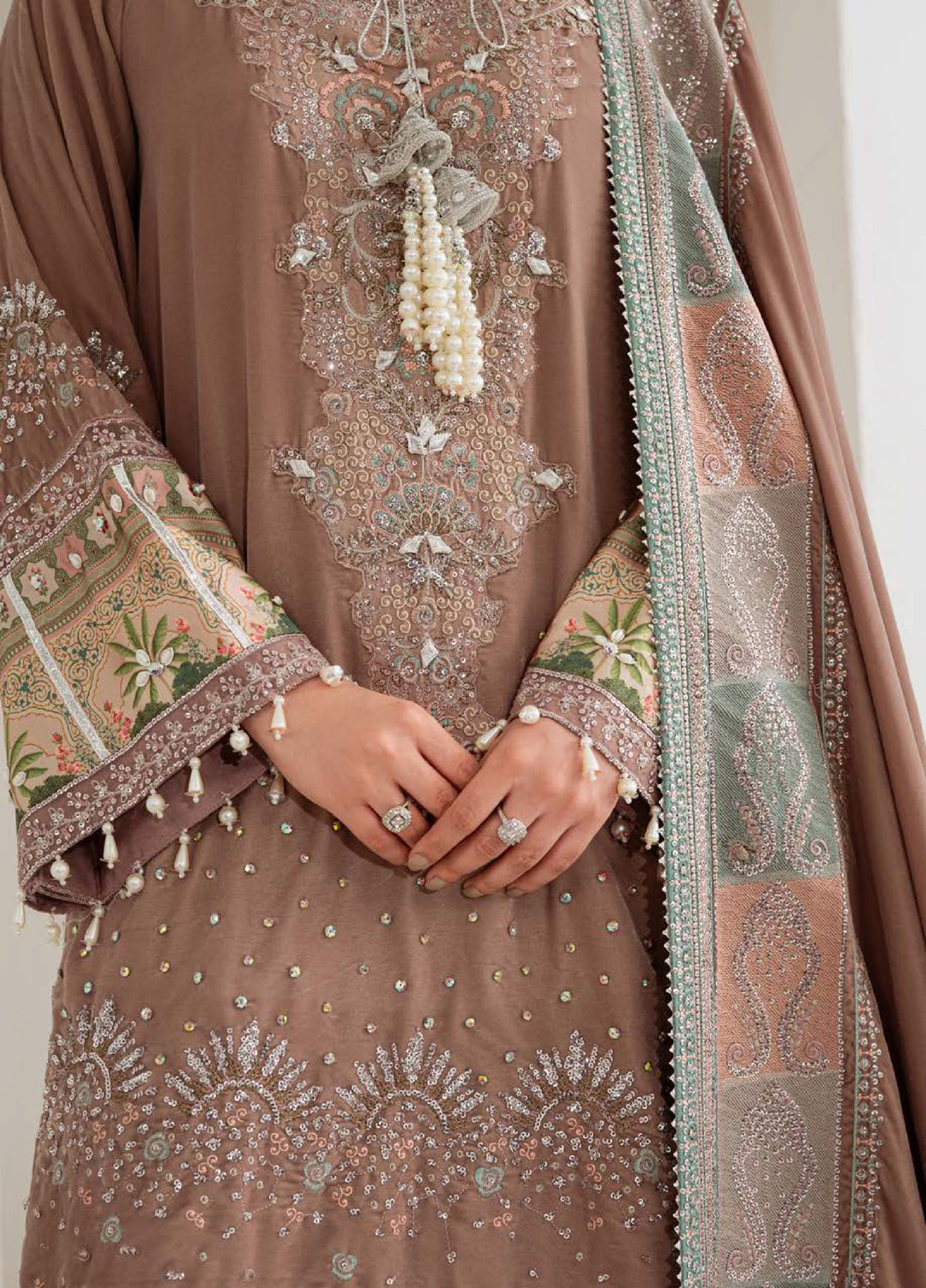 Maya by Nureh Unstitched Velvet Embroidered 3 Piece Suits NU25MV NW-112 - Festive Collection