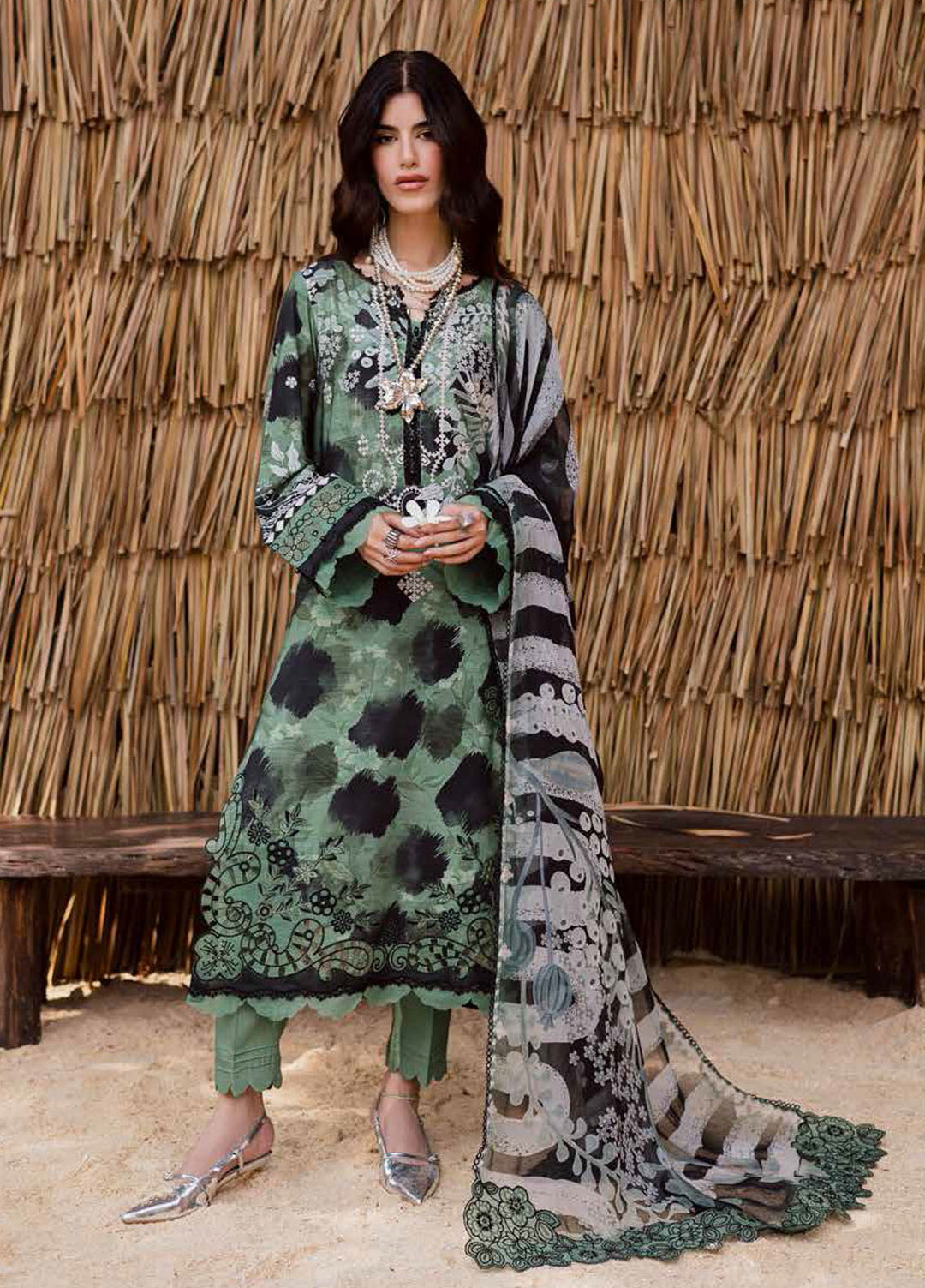 Nureh Embroidered Linen Suits Unstitched 3 Piece NU25GEU NWG-86 - Winter Collection