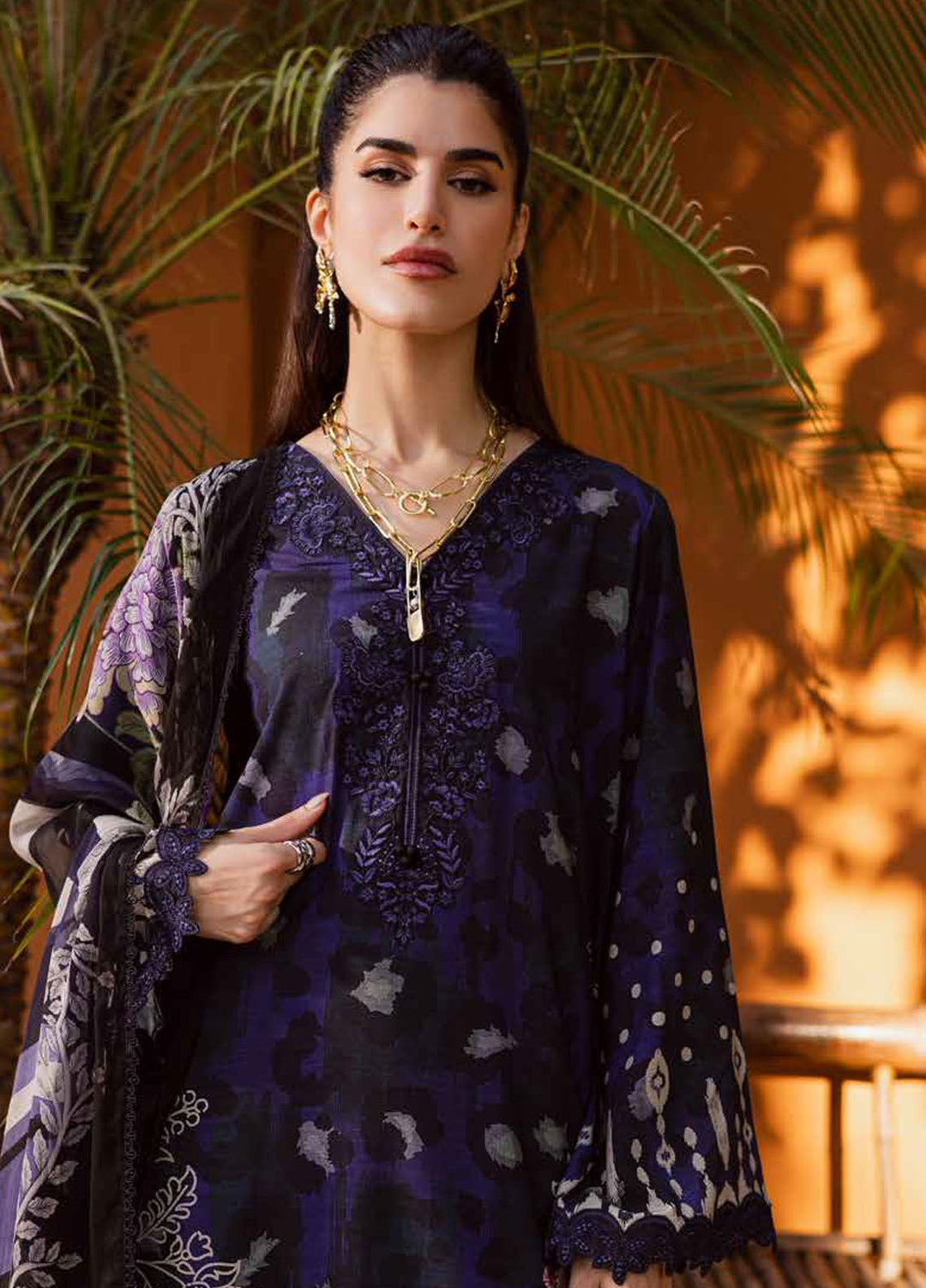 Nureh Embroidered Linen Suits Unstitched 3 Piece NU25GEU NWG-88 - Winter Collection