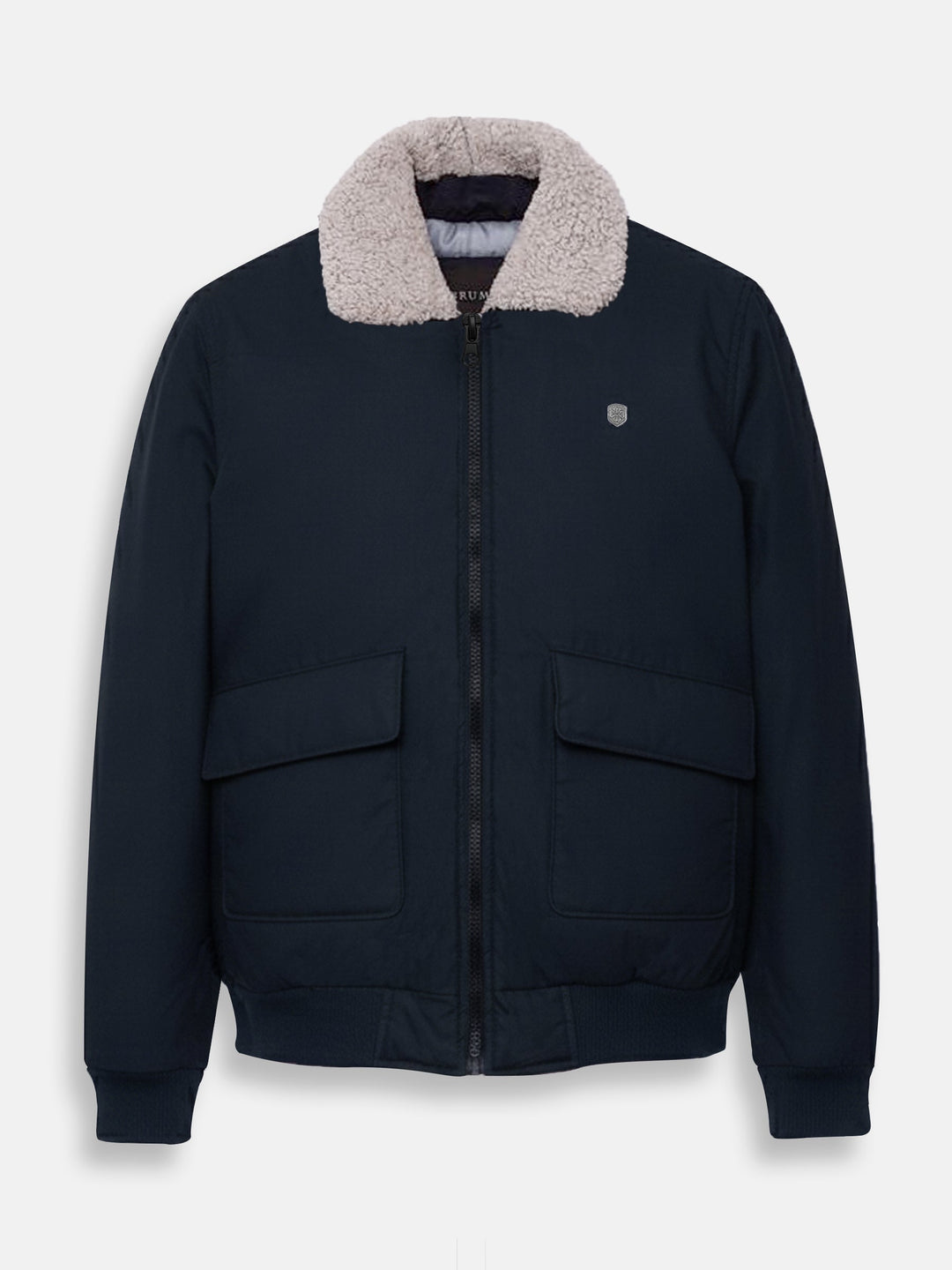 Brumano Mens RTW Solids Cotton Jacket Navy Blue Aviator Jacket Winter Collection