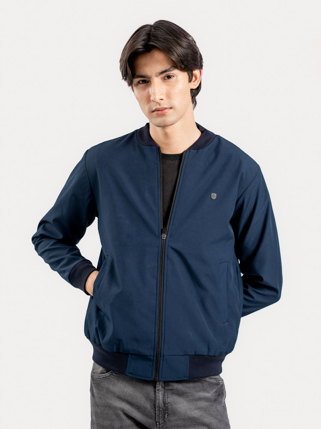 Brumano Mens RTW Solids Poly 1 Piece Navy Blue Winter Collection