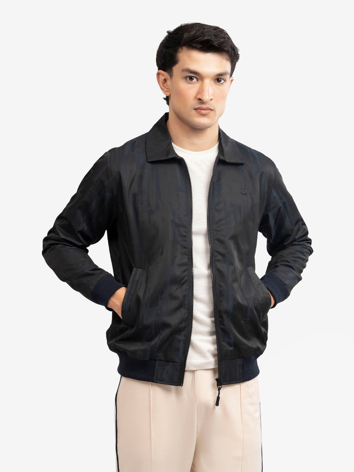 Brumano Mens RTW Solids Poly Jacket Navy Blue Collar Jacket Winter Collection