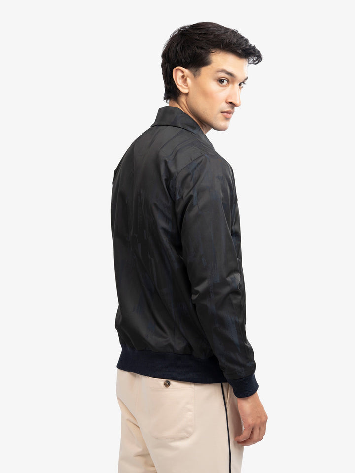 Brumano Mens RTW Solids Poly Jacket Navy Blue Collar Jacket Winter Collection