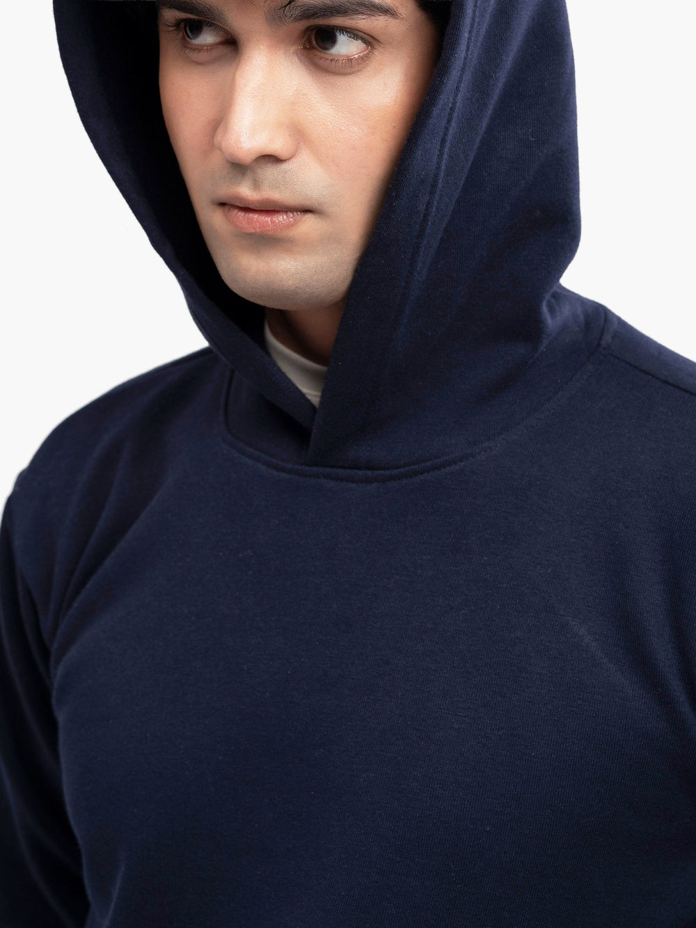 Brumano Mens RTW Solids Cotton 1 Piece Navy Blue Fleece Hoodie Winter Collection