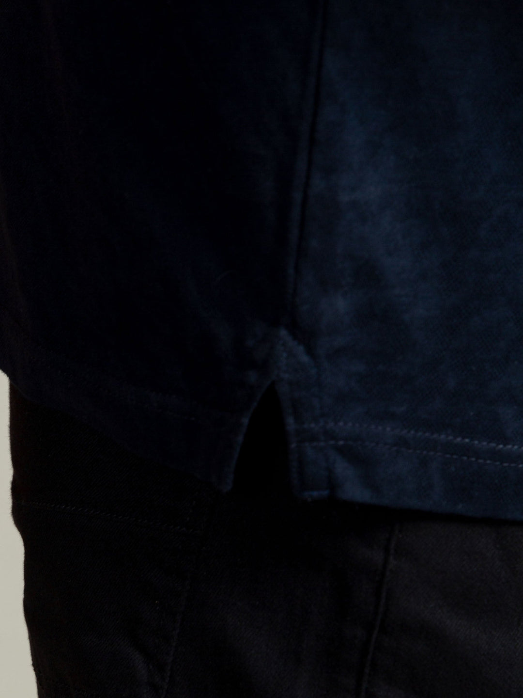 Brumano  Solids Cotton Polo Navy Blue Jacquard Polo Shirt With Floral Detailing