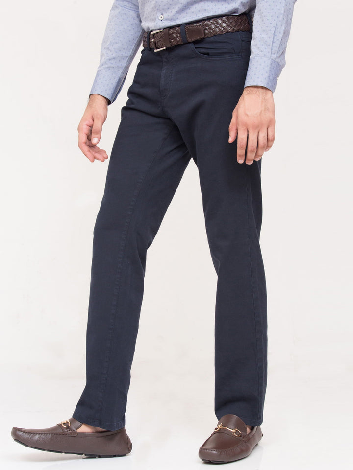 Brumano Solids Cotton Trouser Navy Five Pocket Trouser