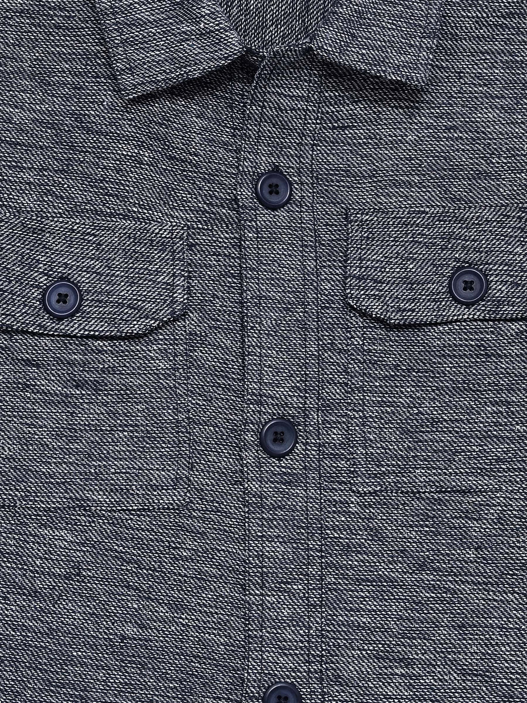 Brumano Mens RTW Solids Cotton Shirt Suit Navy Blue N Beige With Flat Pockets Winter Collection