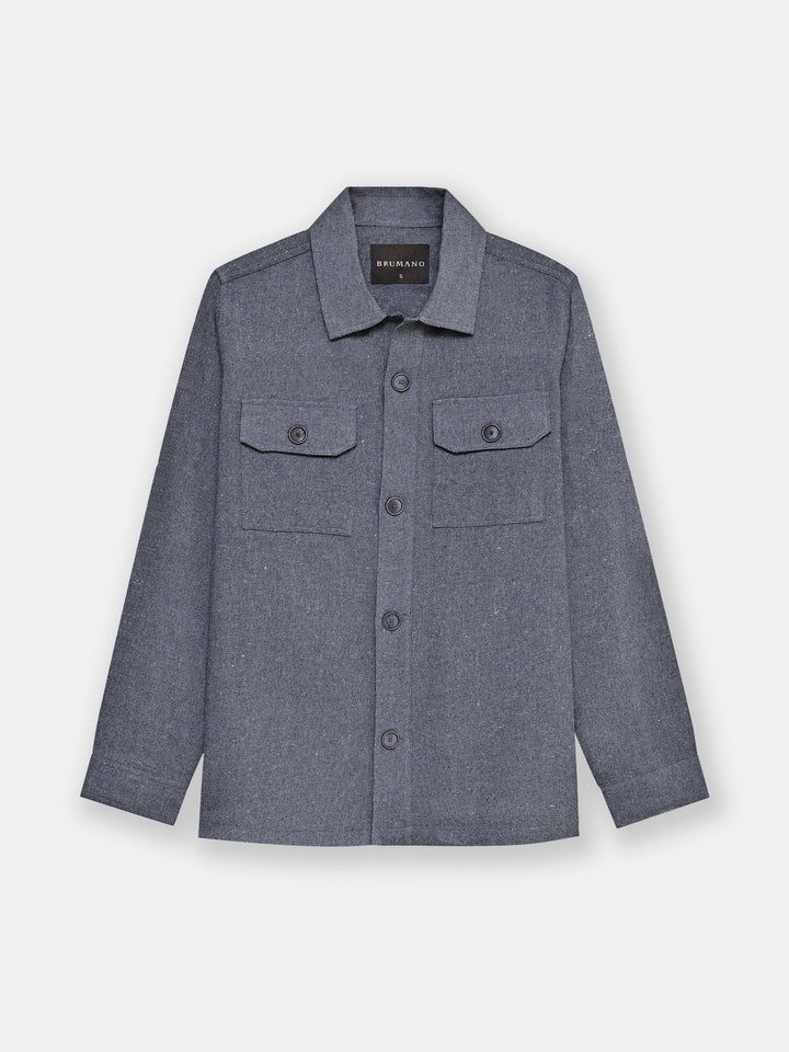Brumano Mens RTW Solids Cotton Shirt Suit Charcoal Grey With Flat Pockets Winter Collection
