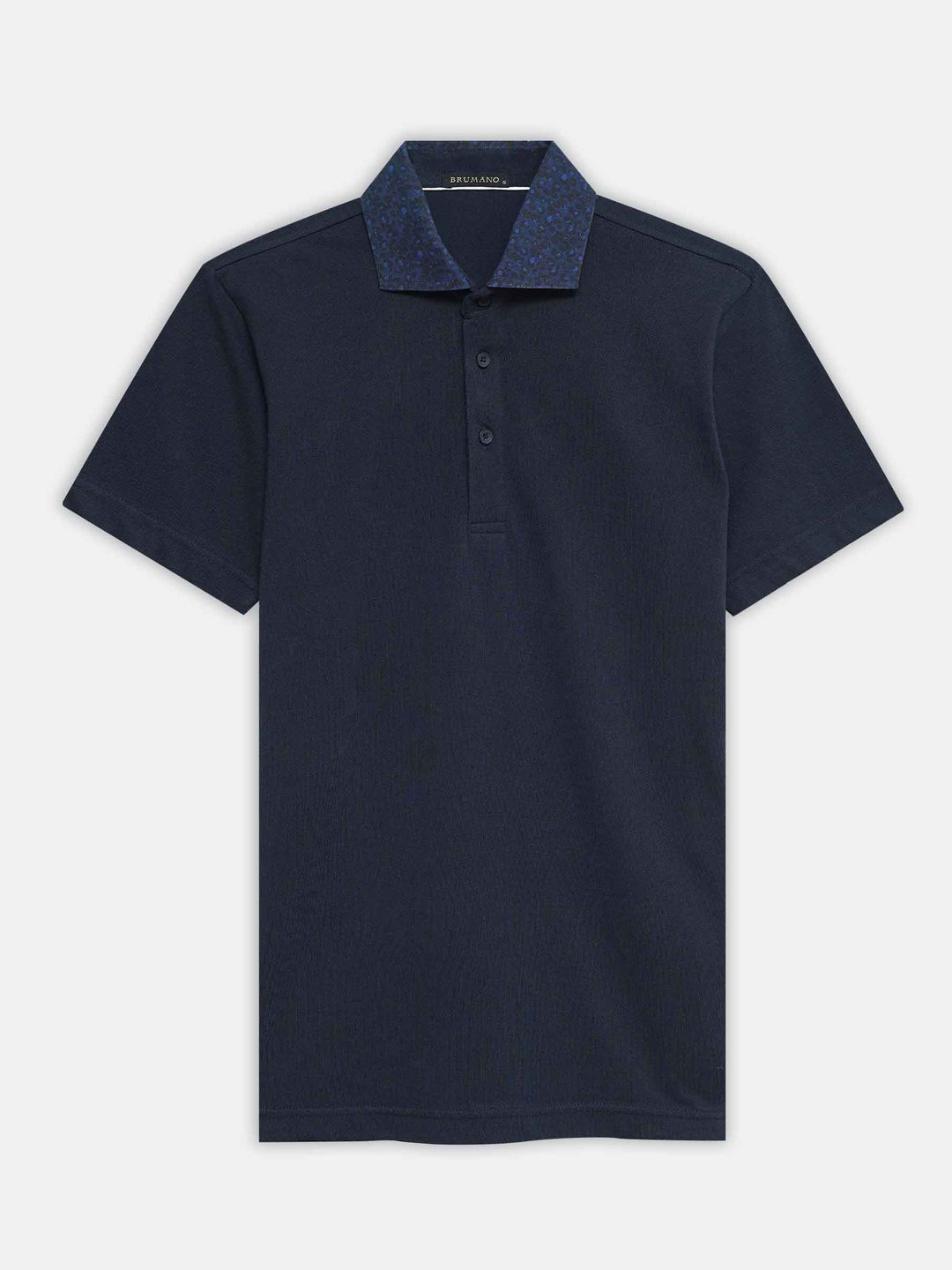 Brumano Mens RTW Solids Cotton Polo T-Shirt Navy Blue Collar Casual Collection