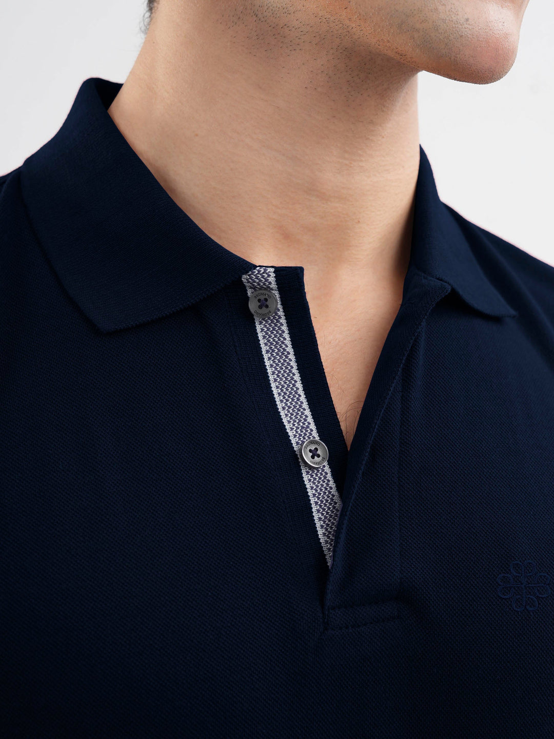 Brumano  Solids Cotton Polo Navy Blue 100% Cotton Pique Polo