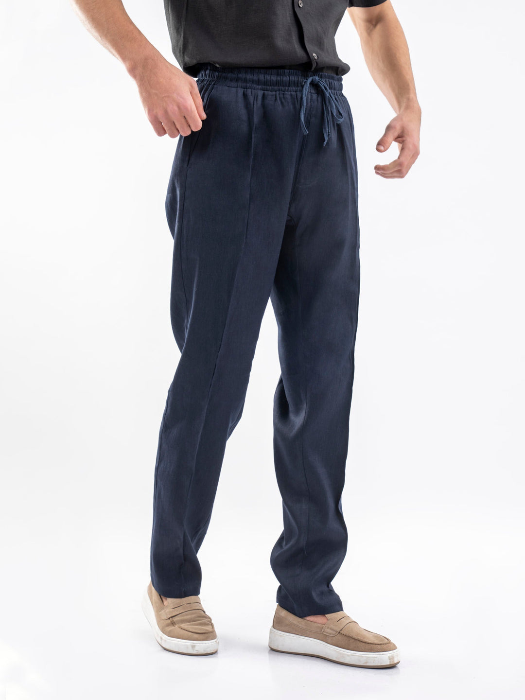 Brumano Solids Linen Trouser Navy Blue 100% Linen Pajama Trouser