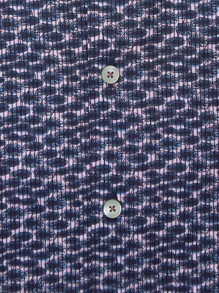 Brumano Ready To Wear Shirts Men 1 Piece Cotton Navy Blue Abstract Printed Shirt With Classic Collar 0-31-024-5095 - Summer Collection