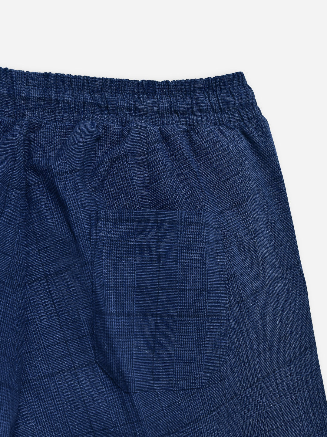 Brumano Textured Linen Trouser Navy Blue Checkered 100% Linen Pajama Trouser - Women