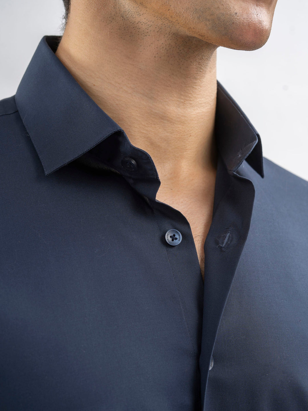 Brumano Ready To Wear Shirts Men 1 Piece Cotton Navy Blue Classic Satin Shirt 0-31-025-4364 - Summer Collection