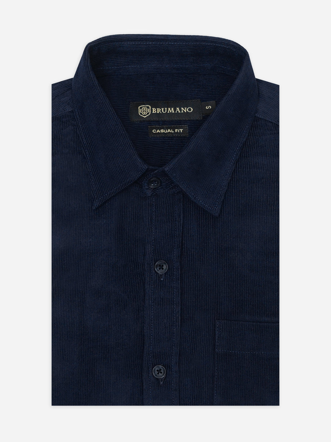 Brumano Ready To Wear Shirts Men 1 Piece Cotton Navy Blue Corduroy Shirt 0-31-025-4524 - Summer Collection