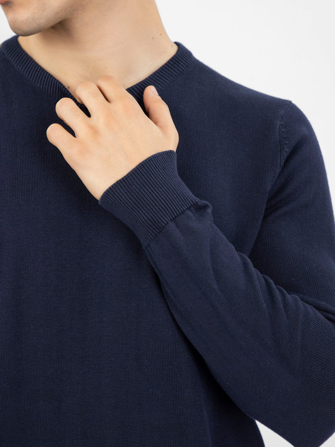 Brumano Ready to Wear Men Cotton Navy Blue Crew Neck Sweater 0-21-024-4208-D-06 - Winter Collection