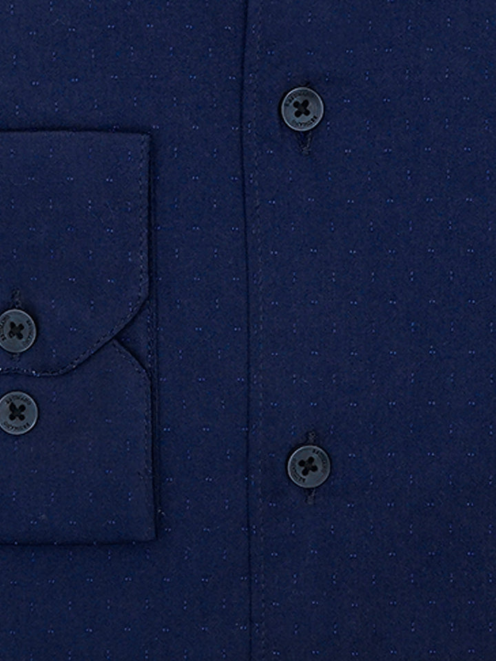 Brumano Ready To Wear Shirts Men 1 Piece Cotton Navy Blue Dobby Structured Shirt Luxe 0-32-025-4503 - Summer Collection