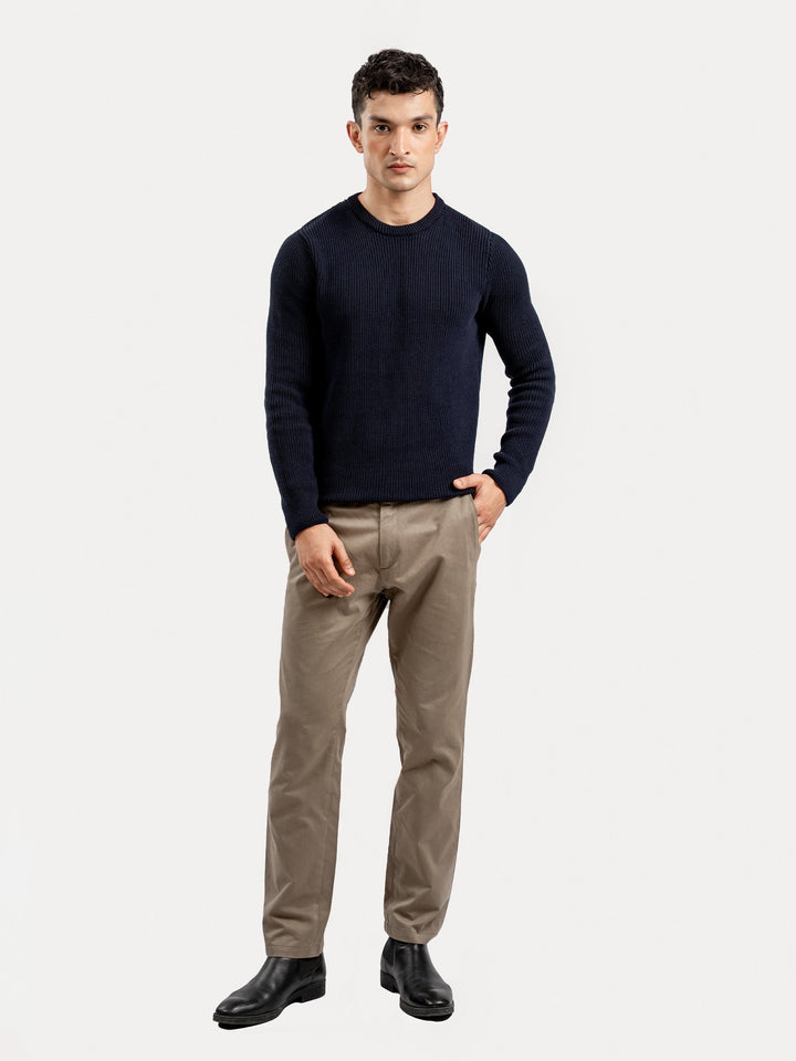 Brumano Mens RTW Solids Cotton 1 Piece Navy Blue Knitted Jumper Winter Collection