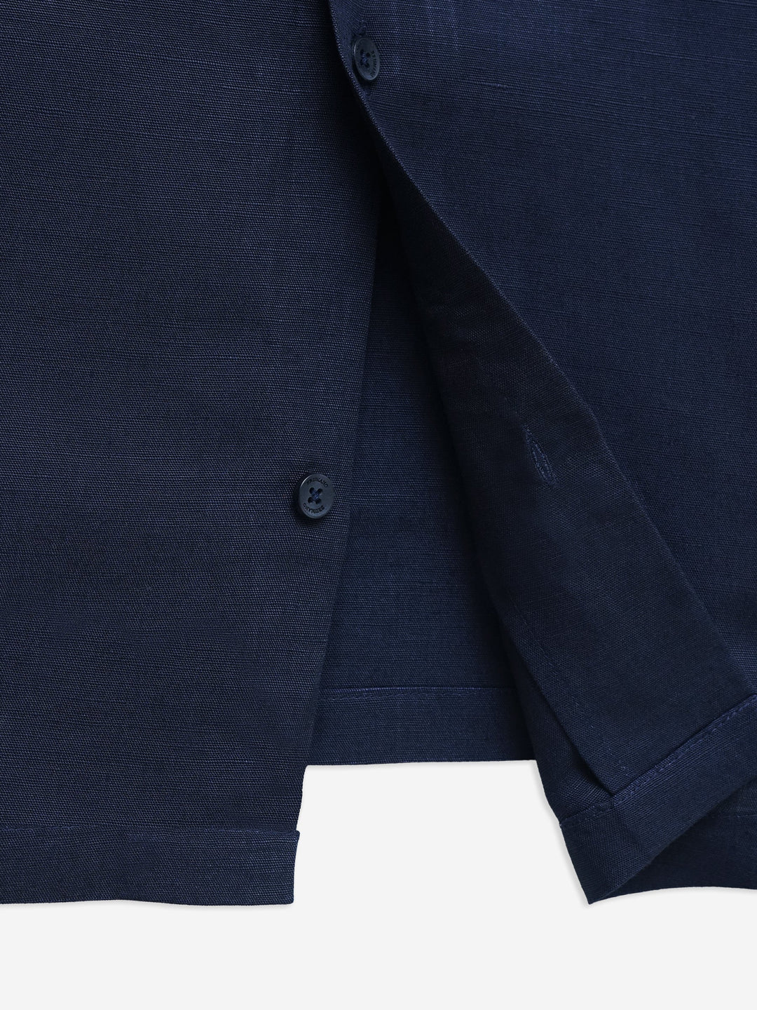 Brumano Ready To Wear Shirts Men 1 Piece Cotton Navy Blue Linen & Viscose Blended Cuban Collar Shirt 0-33-025-4709 - Summer Collection