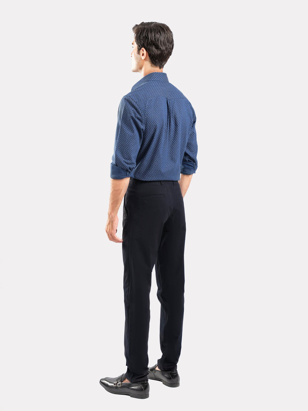 Brumano Ready To Wear Shirts Men 1 Piece Cotton Navy Blue Melange Printed Shirt 0-31-025-4703 - Summer Collection