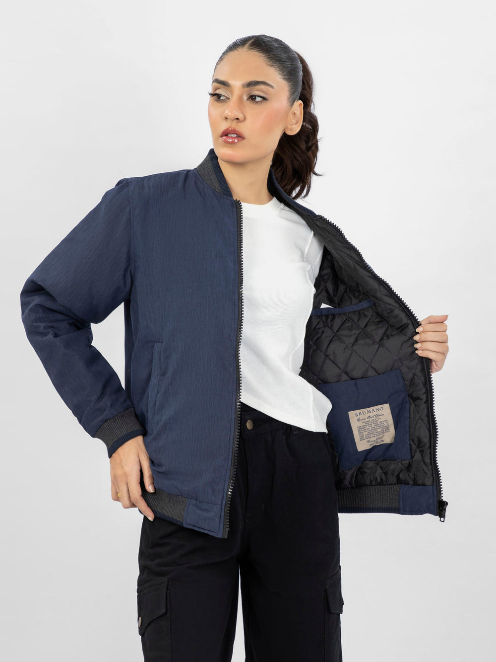 Brumano Women RTW Solids Cotton 1 Piece Navy Blue With Contrasting Western Collection