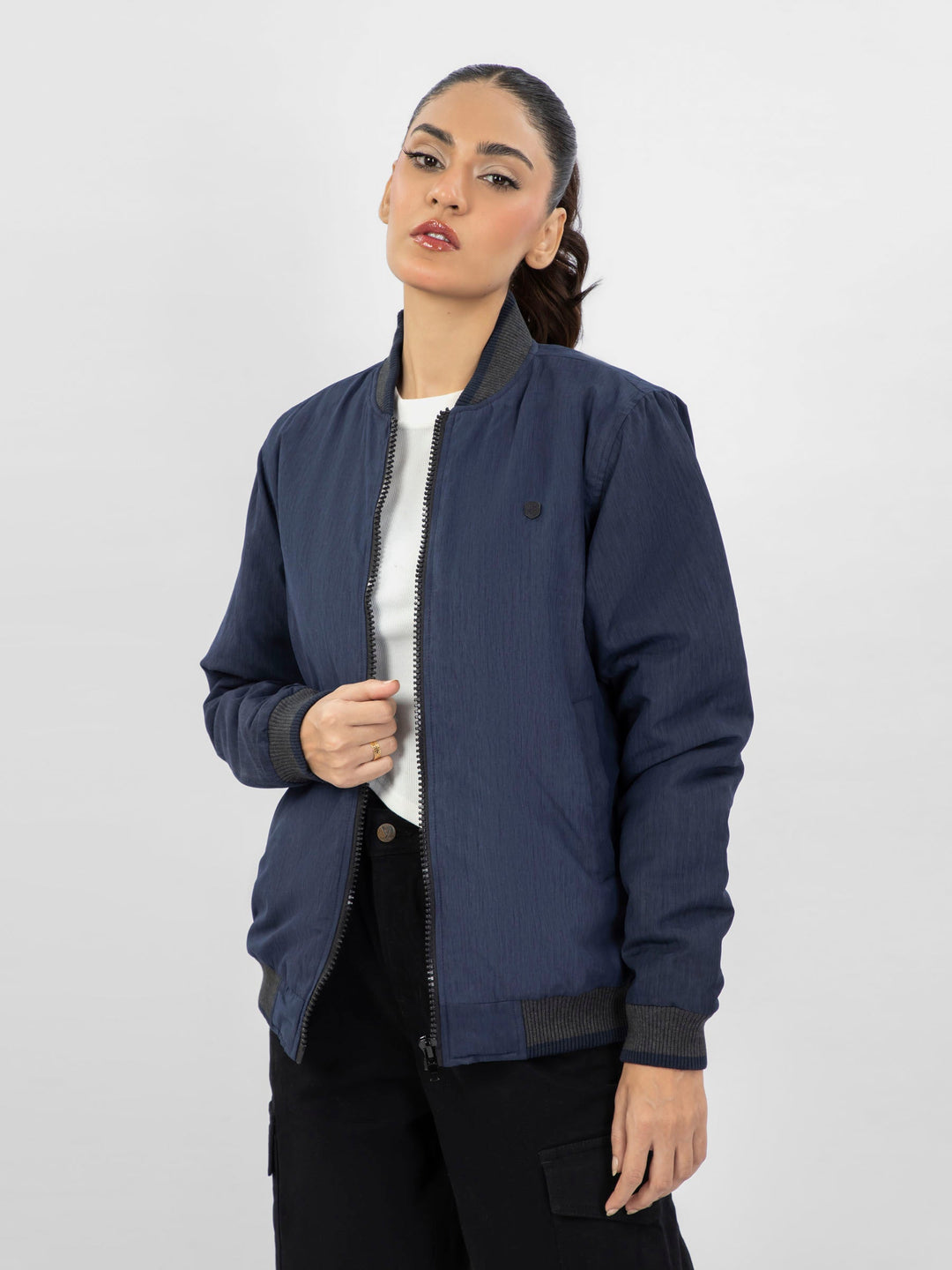 Brumano Women RTW Solids Cotton 1 Piece Navy Blue With Contrasting Western Collection