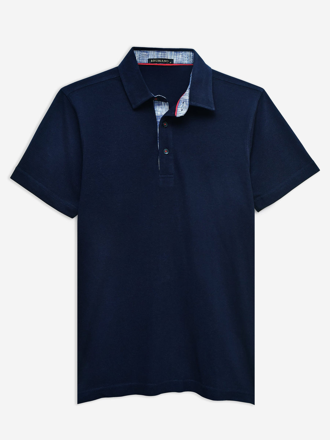 Brumano Mens RTW Solids Cotton Polo T-Shirt Navy Blue Collar With Contrasting Casual Collection