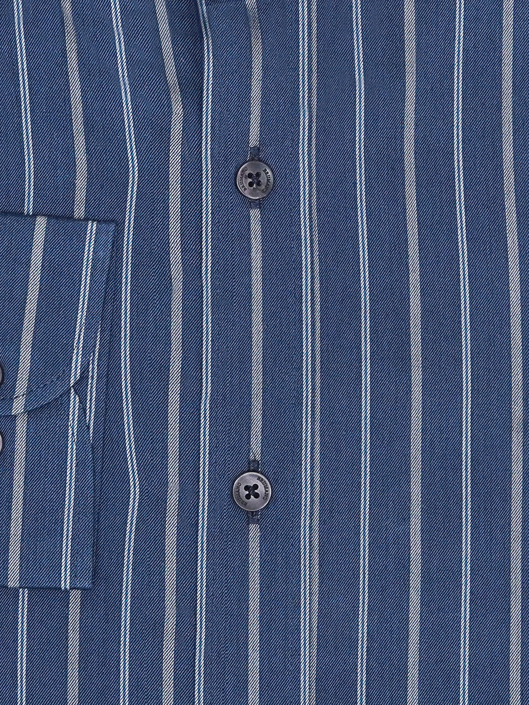 Brumano Ready To Wear Shirts Men 1 Piece Cotton Navy Blue Striped Button Down Shirt 0-32-024-2093 - Summer Collection