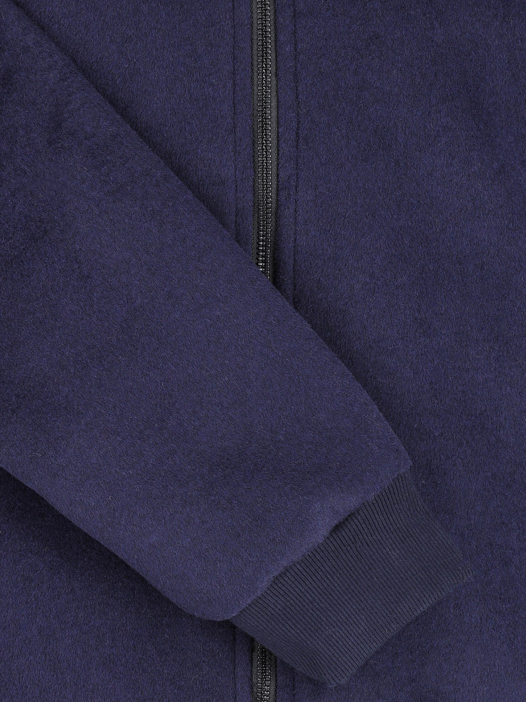 Brumano Pret Solids Polyester 1 Piece Navy Blue Wool Bomber Jacket - Limited Edition