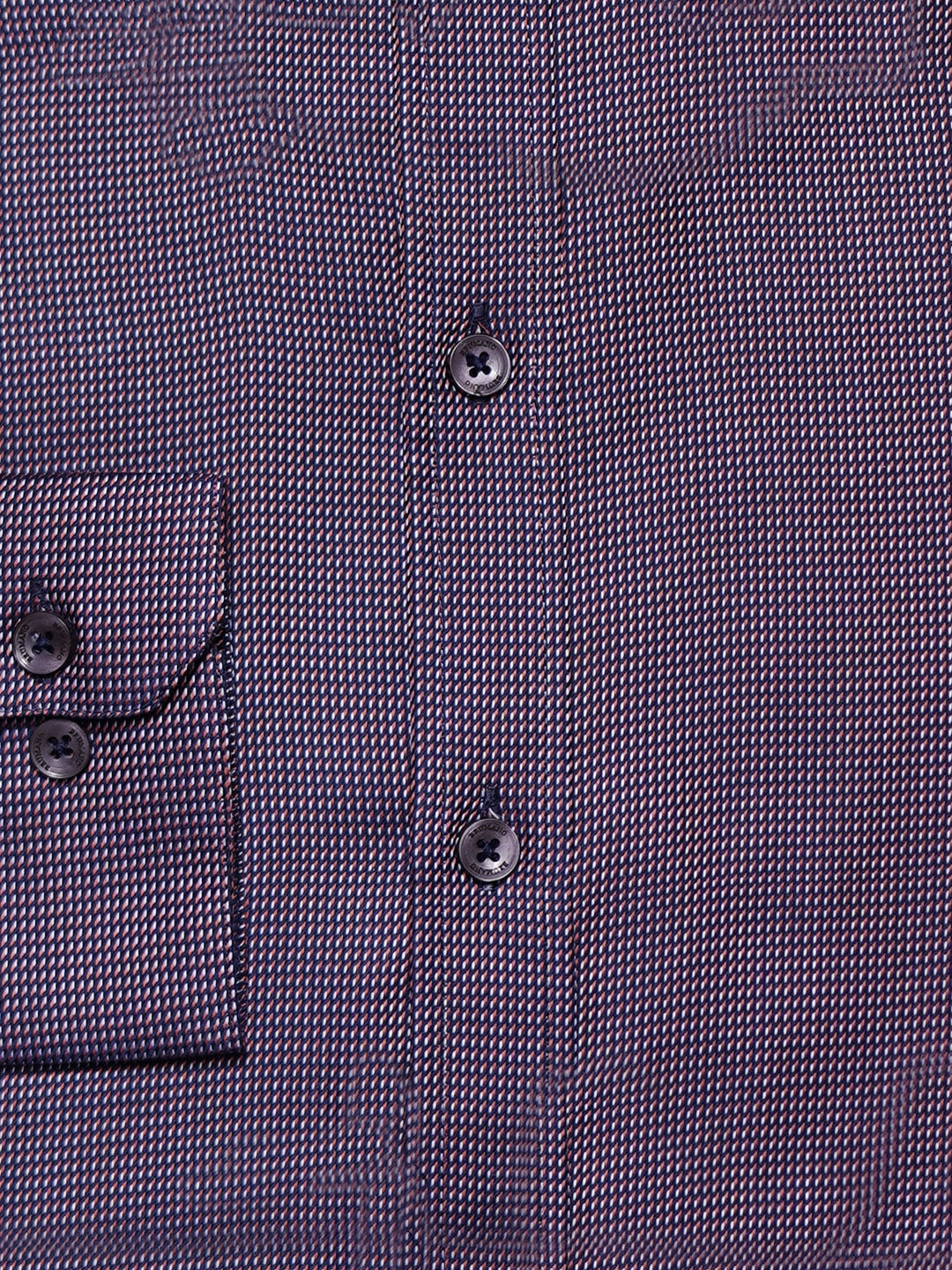 Brumano Ready To Wear Shirts Men 1 Piece Cotton Navy Blue & Orange Dobby Structured Shirt 0-32-025-4521 - Summer Collection