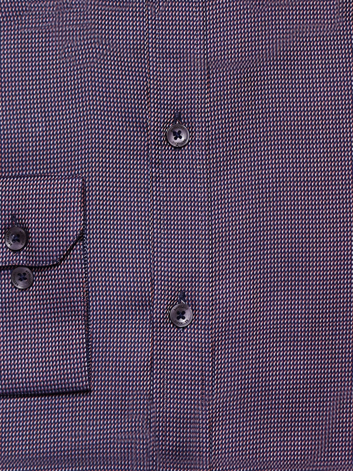 Brumano Ready To Wear Shirts Men 1 Piece Cotton Navy Blue & Orange Dobby Structured Shirt 0-32-025-4521 - Summer Collection