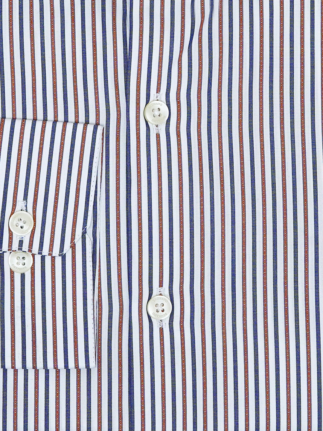 Brumano Ready To Wear Shirts Men 1 Piece Cotton Navy Blue & Brown Striped Formal Shirt 0-32-024-3305 - Summer Collection