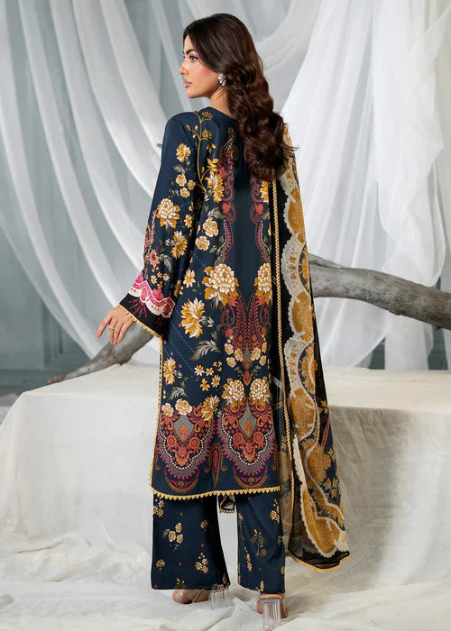 Meerak Women Embroidered Linen Navy Charm - Winter Collection