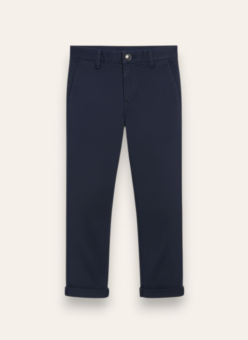 Ixample Boys RTW Solids Cotton Twill 1 Piece Navy Chino Trouser - Casual Collection