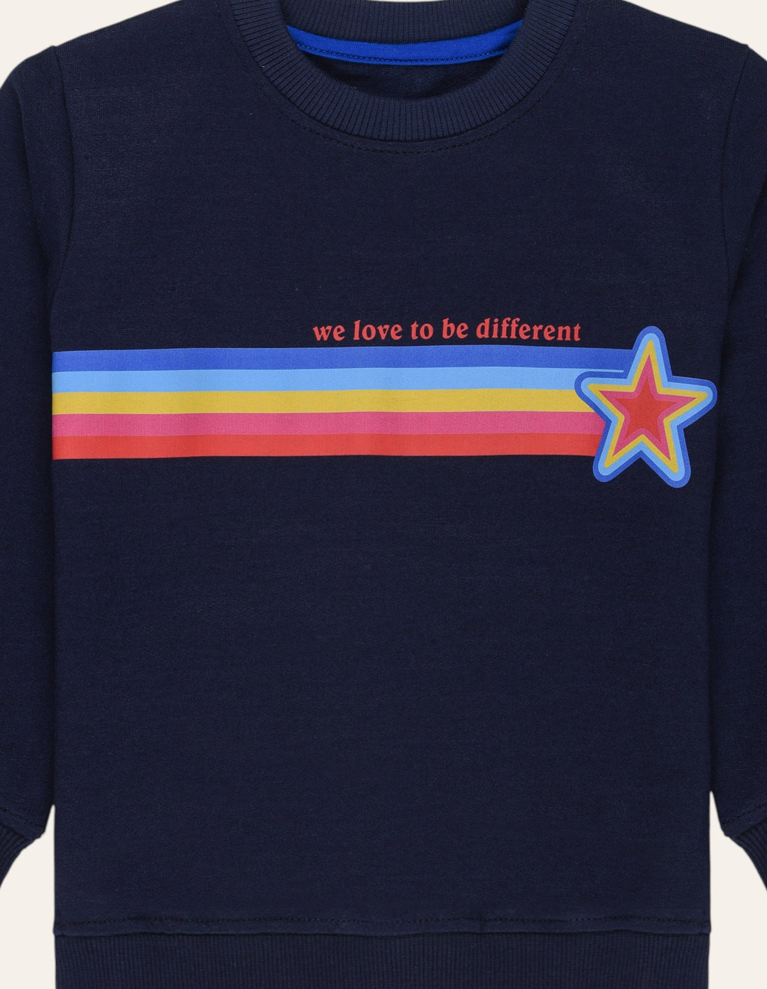 Ixample Kids Pret 1 Piece Printed Navy Fleece Multi Color Sweatshirt - Winter Collection