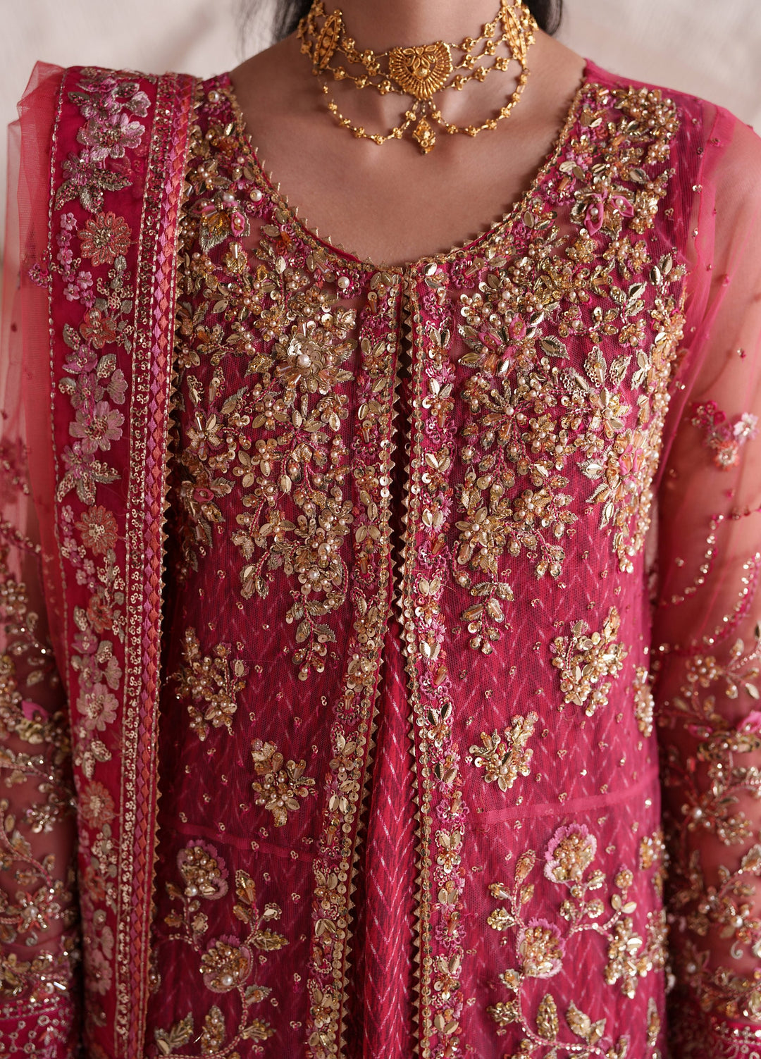 Pari Naz by Neeshay Unstitched Embroidered Net 3 Piece Suit NSH26UPN AROOSA - Wedding Collection
