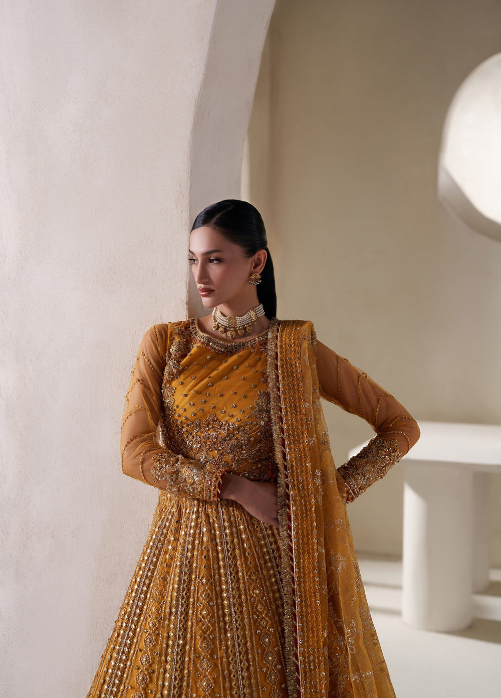 Pari Naz by Neeshay Unstitched Embroidered Net 3 Piece Suit NSH26UPN ZARIN - Wedding Collection