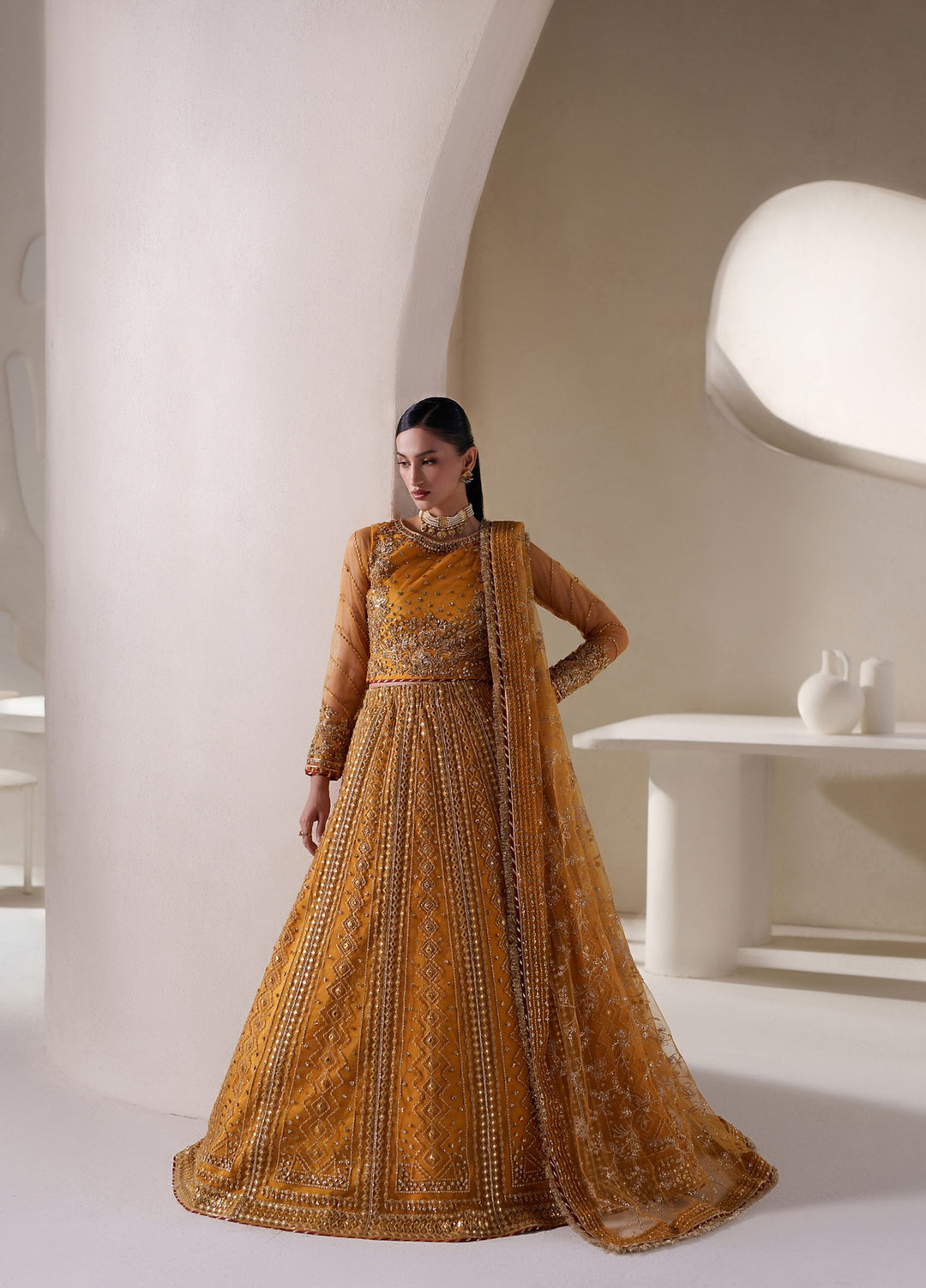 Pari Naz by Neeshay Unstitched Embroidered Net 3 Piece Suit NSH26UPN ZARIN - Wedding Collection