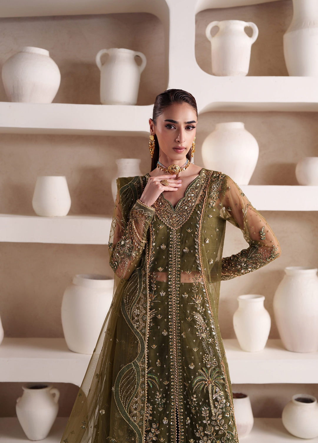 Pari Naz by Neeshay Unstitched Embroidered Net 3 Piece Suit NSH26UPN ZARRISH - Wedding Collection