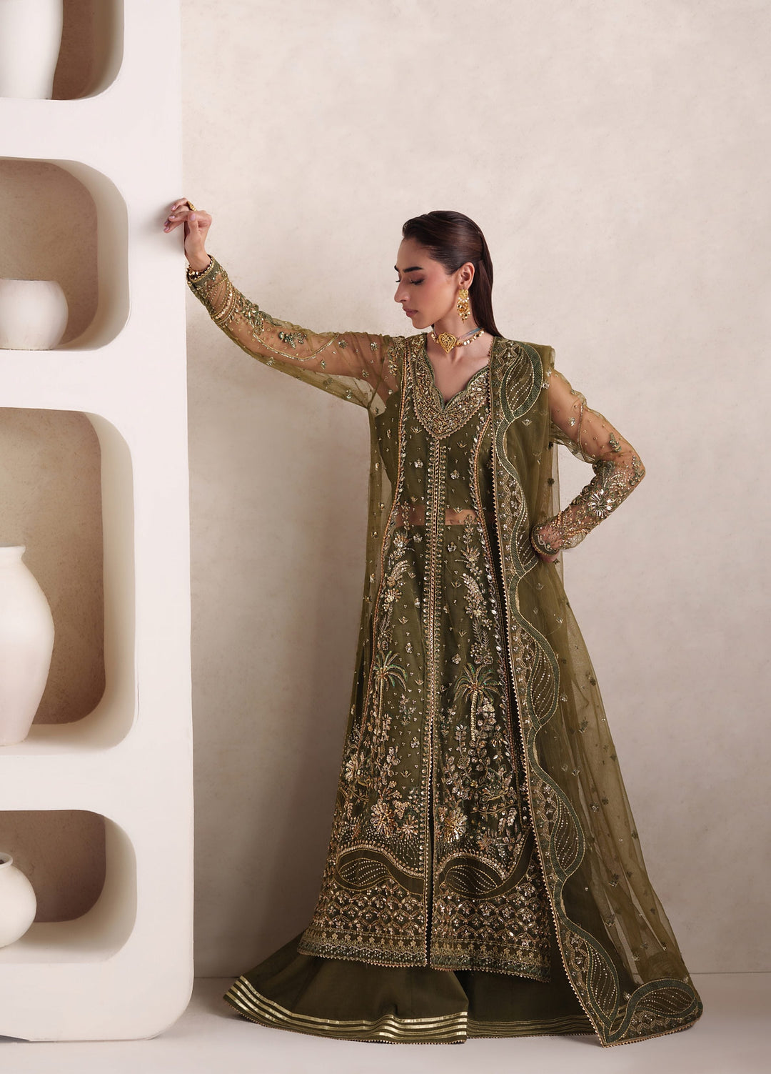 Pari Naz by Neeshay Unstitched Embroidered Net 3 Piece Suit NSH26UPN ZARRISH - Wedding Collection