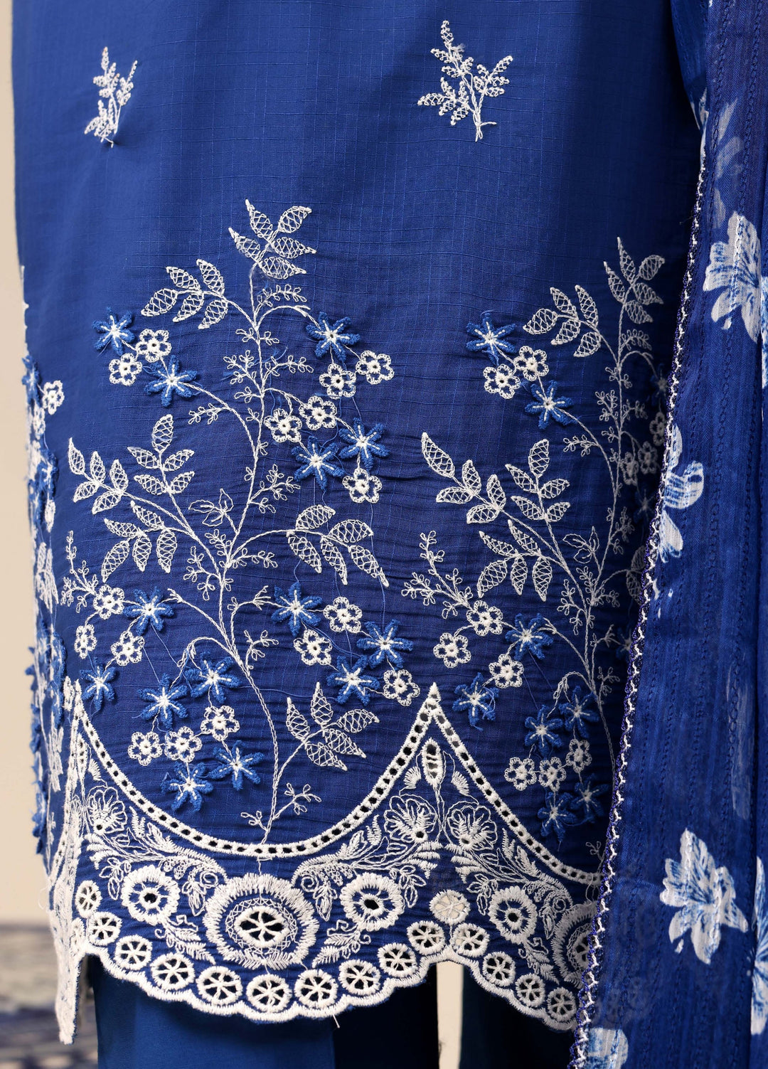 HZ Textiles RTW Chikankari Lawn 3 Piece Suit HZ26PCL NIGHT BLUE SBE-3P-072 - Casual Collection