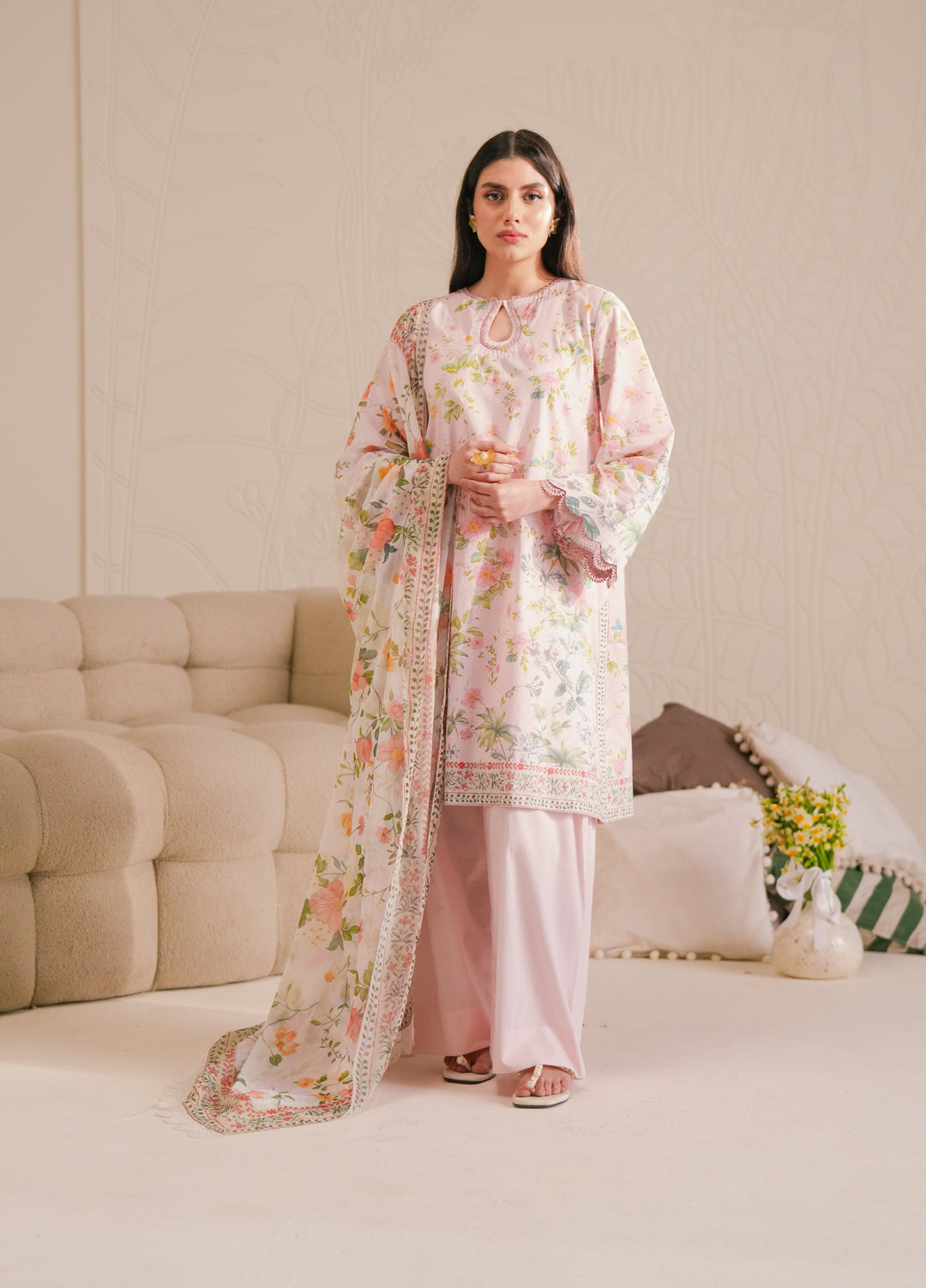 Cross Stitch Unstitched Lawn Printed Lawn 3 Piece Suit CS26UD D-2 Coral Wave - Summer Collection