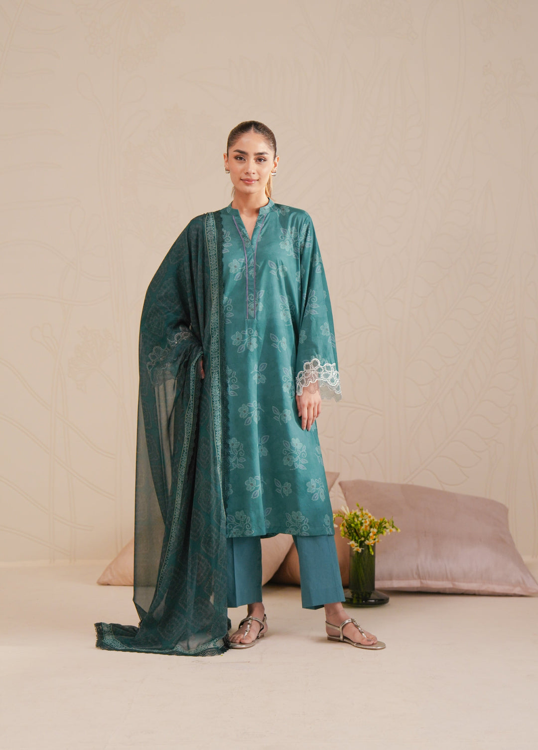Cross Stitch Unstitched Lawn Embroidered Lawn 3 Piece Suit CS26UD D-5 Forest Dew - Summer Collection