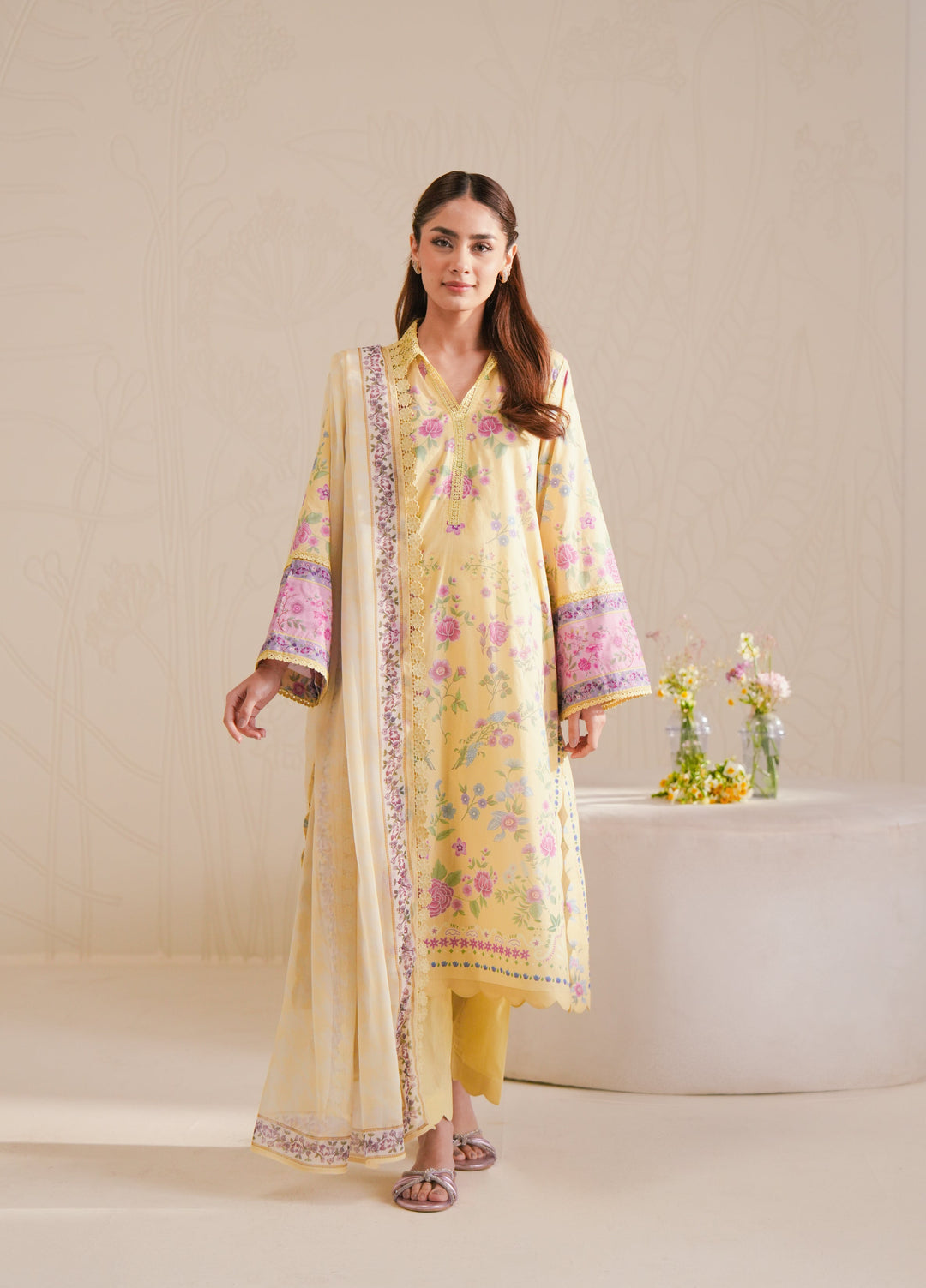 Cross Stitch Unstitched Lawn Printed Lawn 3 Piece Suit CS26UD D-9 Pastel Bloom - Summer Collection